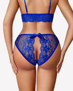 Floral Lace Briefs Hollow Out Bow Underwear