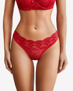 Floral Lace Briefs Hollow Out Bow Underwear