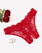 Floral Lace Briefs Hollow Out Bow Underwear