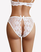 Floral Lace Briefs Hollow Out Bow Underwear