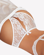 Floral Lace Briefs Hollow Out Bow Underwear