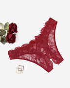 Floral Lace Briefs Hollow Out Bow Underwear