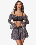 Off Shoulder Bra Panty Ruffle Skirts 3 Piece Sets
