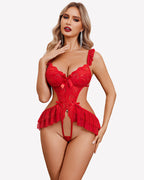 Deep V Lace Bodysuit One Piece