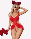 Deep V Lace Bodysuit One Piece