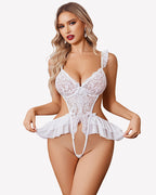 Deep V Lace Bodysuit One Piece