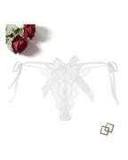 Floral Lace Tangas With Bow And Pearl