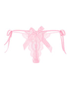 Floral Lace Tangas With Bow And Pearl