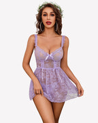 Bows V Neck Sheer Lace Wireless Babydolls