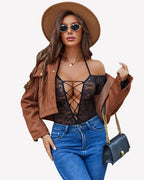 Lace Teddy Bodysuit Cut Out One Piece