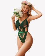 Tassel Cup Lace Crotchless Bodysuit
