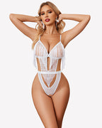 Tassel Cup Lace Crotchless Bodysuit