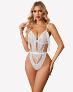 Tassel Cup Lace Crotchless Bodysuit