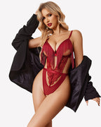 Tassel Cup Lace Crotchless Bodysuit