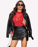 Lace Teddy Going Out Turtleneck Bodysuits Top