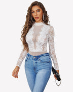 Lace Teddy Going Out Turtleneck Bodysuits Top