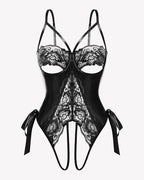PU Cutout Teddy Underwire Bodysuits