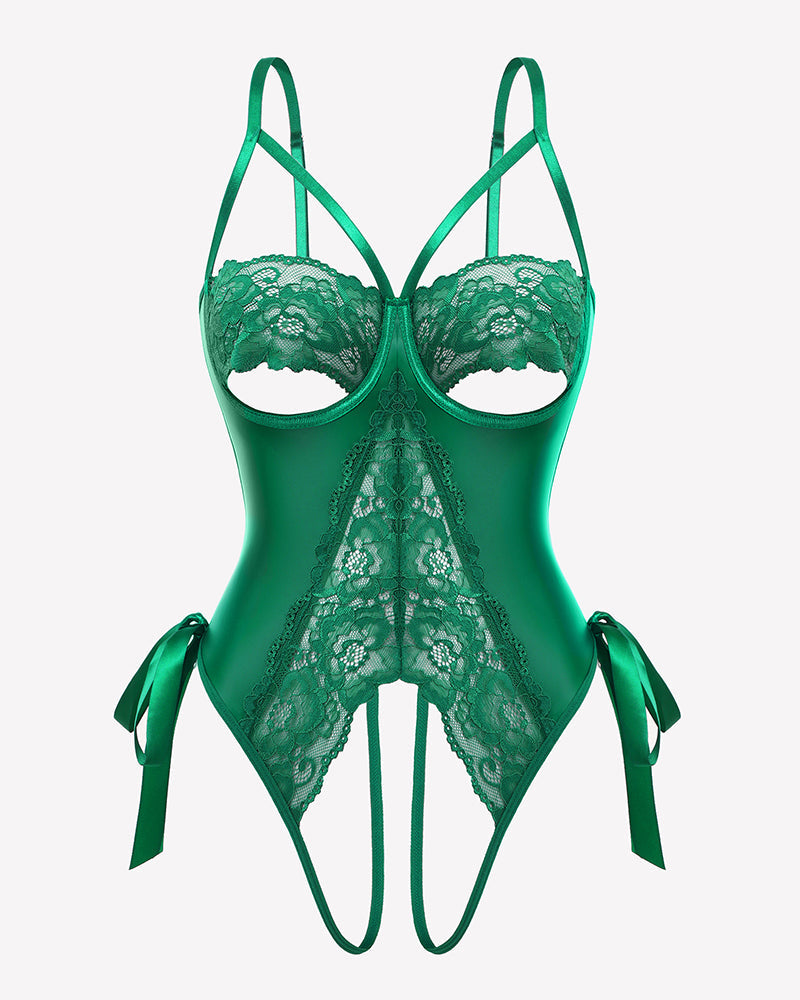 PU Cutout Teddy Underwire Bodysuits