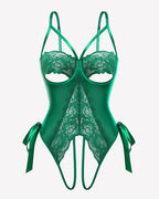 PU Cutout Teddy Underwire Bodysuits
