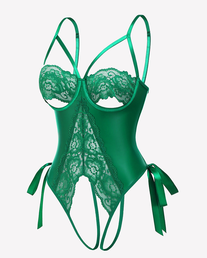 PU Cutout Teddy Underwire Bodysuits