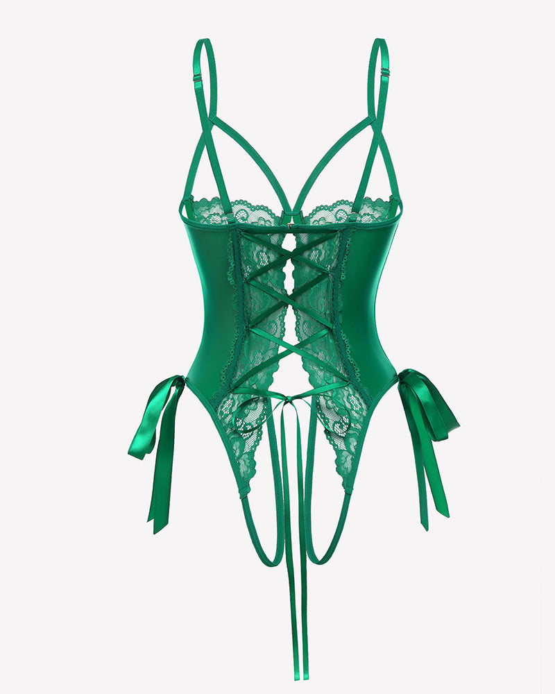 PU Cutout Teddy Underwire Bodysuits
