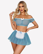 Mesh Top Mini Skirt with Thong (4pack)