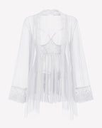3 Piece Set Mesh Cupless Babydoll, Robe with Panties