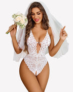 Deep V Teddy Racerback Backless Bodysuit