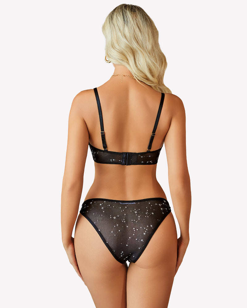 Mesh Cut Out Sexy Bra and Panty Sets