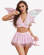 Mesh Top and Mini Skirt 3 Piece Outfits Set