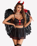 Contrast Mesh Maid Costume Set(3pack)