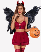 Contrast Mesh Maid Costume Set(3pack)