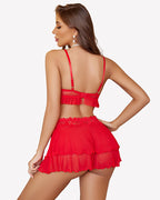 Lace Bralette and Mini Skirt 3 Piece Outfits Set