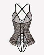 Floral Print Corset Ruffle Lace Up Bodysuit