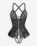 Floral Print Corset Ruffle Lace Up Bodysuit