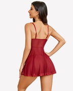 Lace Babydoll Deep V Neck Boudior Outfit