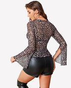 Bell Sleeve Criss Cross V Neck Tops