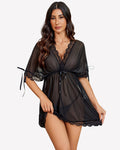 Short Sleeve Ruffle Mesh Dress with Thongs
