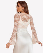 Crop Lace Shrug Bell Sleeve Tie Front Top
