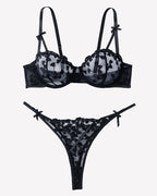 Cute Push Up Embroidered Bra and Panty Set