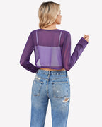 Sheer Shrugs Long Sleeve Cropped Cardigan