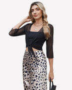 Tie Front Sheer Mesh Bolero Cardigan