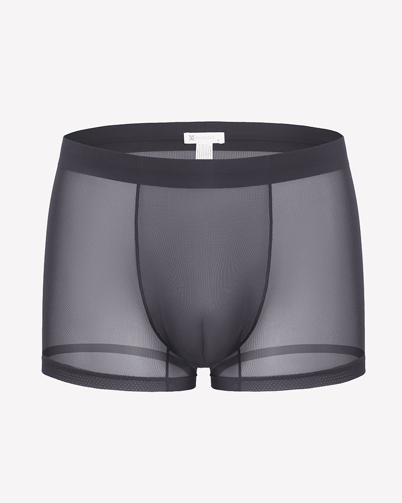 Men's Mesh Boxer Briefs Breathable Stretch Trunk Sexy Lingerie Underwear