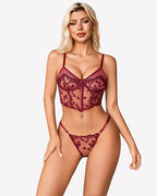 Floral Embroidered Flower Lace Bra Top Sets