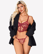 Floral Embroidered Flower Lace Bra Top Sets