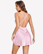 Cowl Neck Satin Nightgowns with Lace Robe