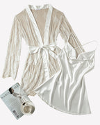 Cowl Neck Satin Nightgowns with Lace Robe