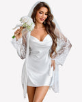 Cowl Neck Satin Nightgowns with Lace Robe