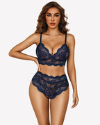 Hight Waisted Bra and Crotchless Panty Set
