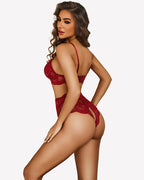 Hight Waisted Bra and Crotchless Panty Set